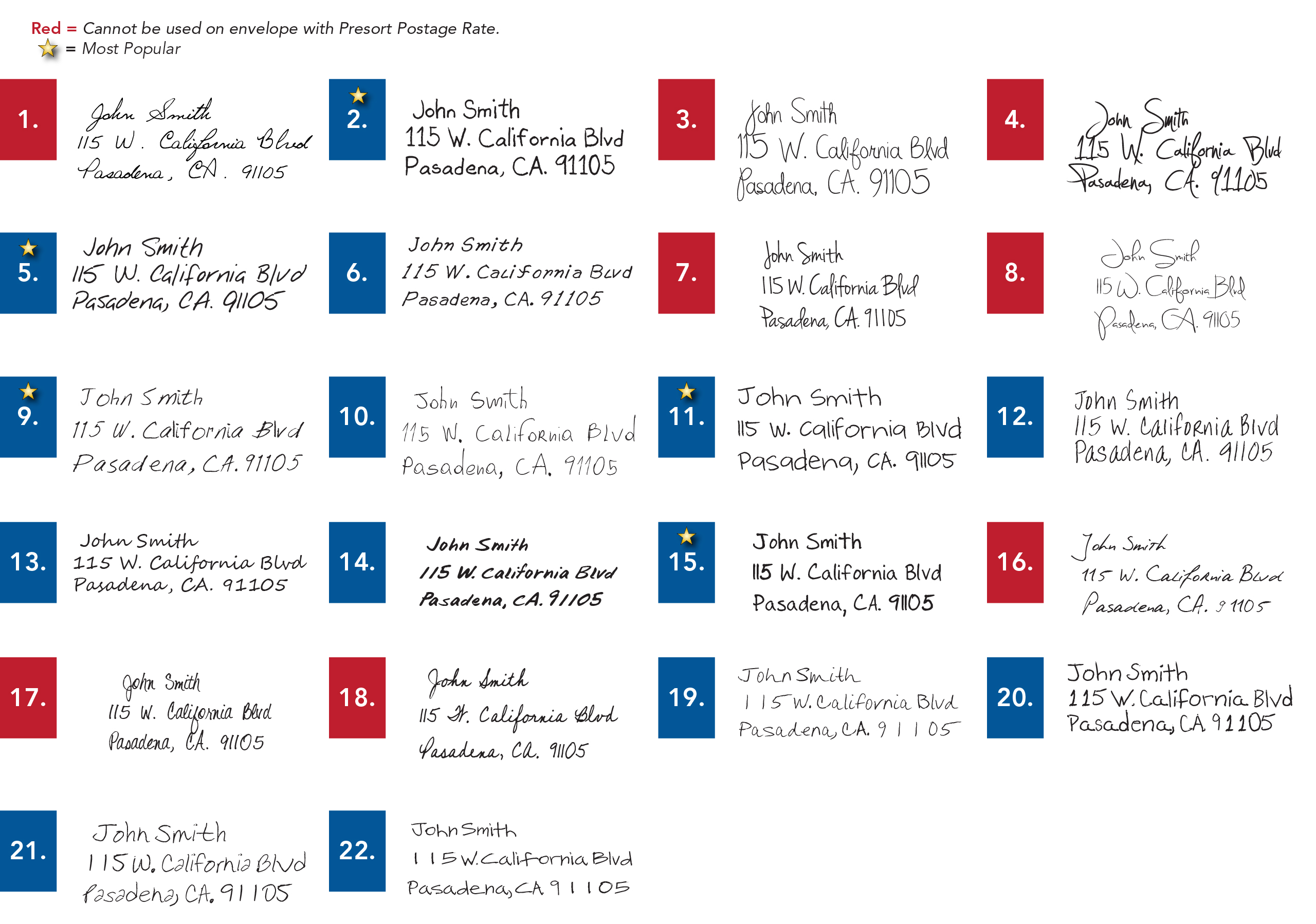 Handwritten Fonts for Personalized Envelope Addressing