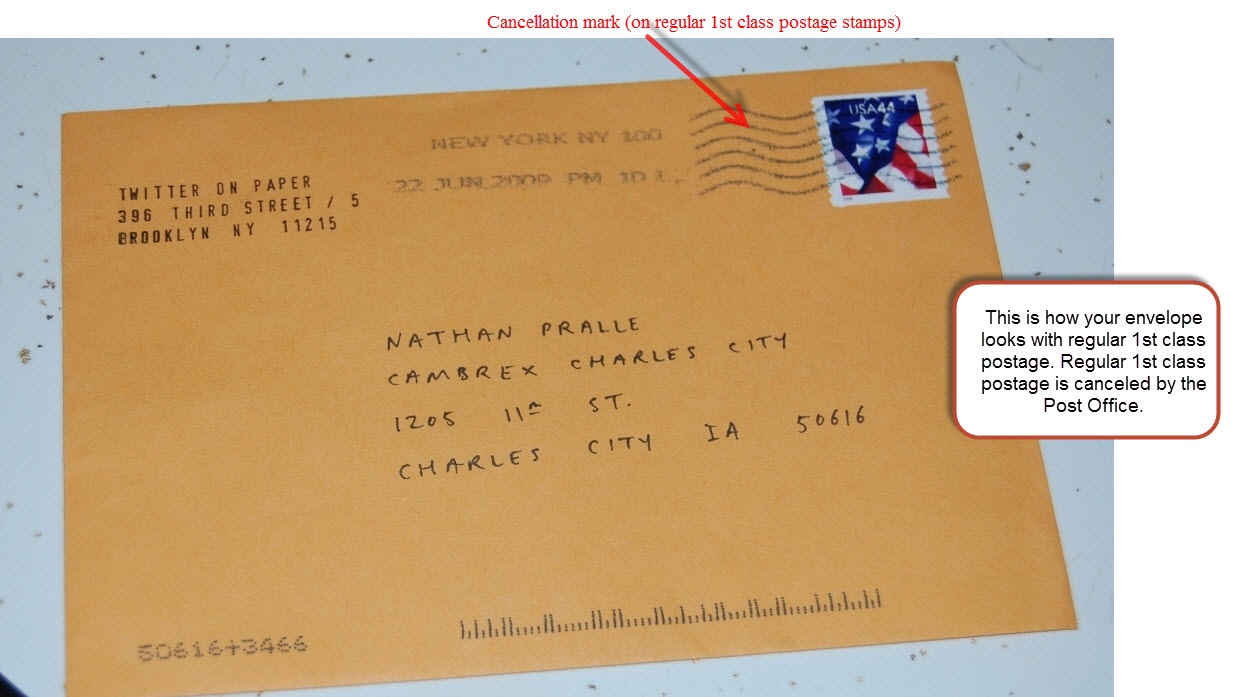 1st regular postage cancellation mark